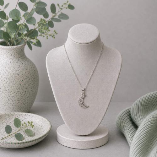 Pendant Necklace Silver Colour, Crescent Moon