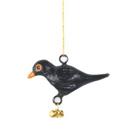 Hanging Bird Decoration Blackbird, Recycled Plastic