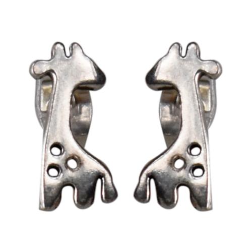 Ear studs, silver colour, Giraffe