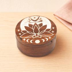 Puzzle Box Round Lotus Sheesham Wood 10 x 10 x 6cm