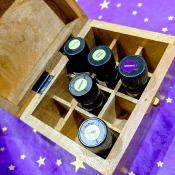 Box for aromatherapy oils 12 compartments handcarved mango wood, oil not included