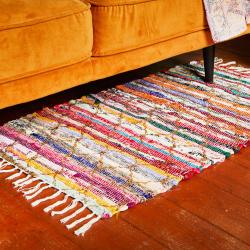 Dhurrie rug, recycled textiles, Moroccan style 60x90cm