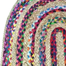 Rug/doormat, recycled cotton & jute rainbow multi coloured 35x60cm