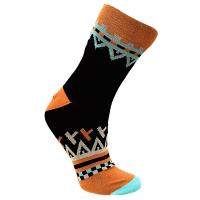 Bamboo Socks Geometric Black Orange Shoe Size UK 3-7 Womens Fair Trade Eco