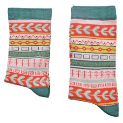 Bamboo Socks Teal Geometric Shoe Size UK 3-7