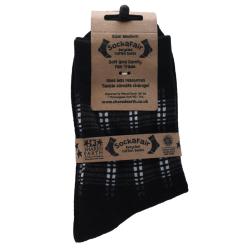 Socks Recycled Cotton / Polyester Squares Black Grey Shoe Size UK 3-7 Womens