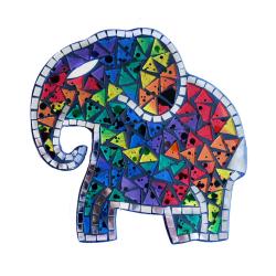 Elephant wall hanging recycled glass mosaic speckled design 20 x 20cm