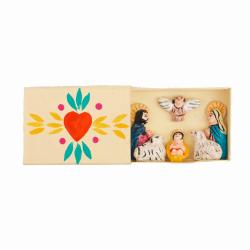 Mini Traditional Ceramic Matchbox Nativity Cream