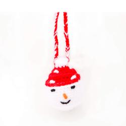 Hanging Hand Knitted Snowman Christmas Decoration Red Hat