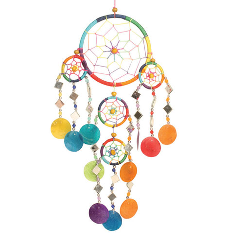 Dreamcatcher rainbow with mirrors & shells 12cm + 4