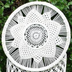 Dreamcatcher large white macrame flower design diameter 42cm