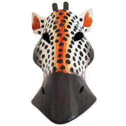 Mask Albesia Wood Giraffe Black Spots on White 20cm