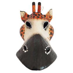 Mask Albesia Wood Giraffe White Spots Round Eyes 20cm