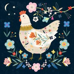 Greetings card "Floral Chicken" 16x16cm