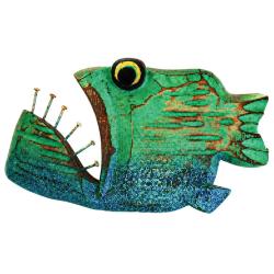 Piranha Hanging with 6 Nail Teeth Albesia Wood 26x2x14cm