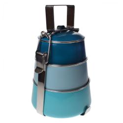 Tiffin Indian style lunch box set 3 stacking containers blue 15x23cm