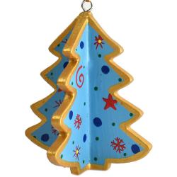 Hanging Decoration, Light Blue Wooden Tree 3D