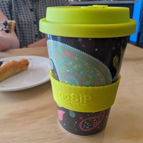Reusable Tea/Coffee Travel Cup/Mug Eco Biodegradable Rice Husk Paisley Cosmos