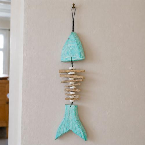 Hanging Fish Skeleton Albesia and Driftwood 20 x 2 x 70cm