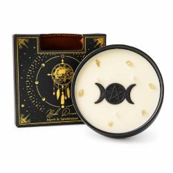 Candle with Gemstone Esoteric Boho Dreams, Myrrh + Sandalwood 200g