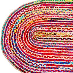 Rug, recycled material oval rainbow colours, 70x120cm