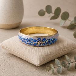 Bangle Floral Bright Blue on Light Pink