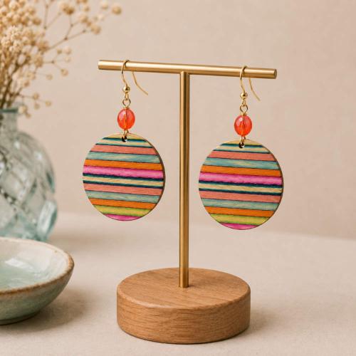 Earrings Circle of Stripes Multicoloured 3 x 5cm