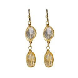 Earrings double drop citrine