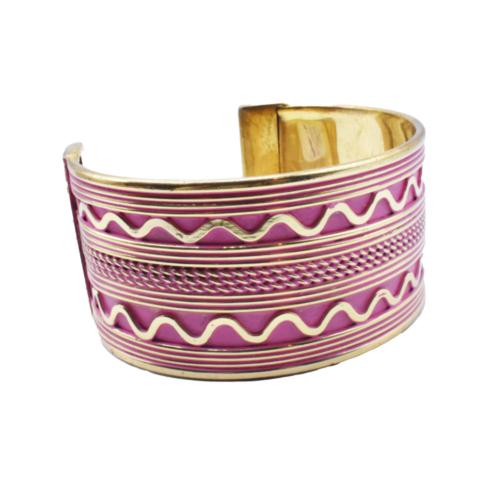 Bracelet / Cuff Bangle Pink Wavy Lines 3.5cm