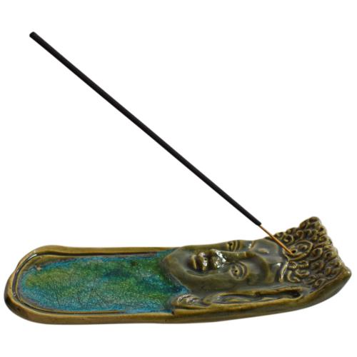 Incense holder / ashcatcher ceramic Buddha 19.5 x 7.5cm