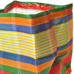 Planter plant holder recycled plastic cement bags, multicoloured bright stripes 10x10x10cm