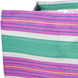 Planter plant holder recycled plastic cement bags, green pink stripes 20x20x20cm