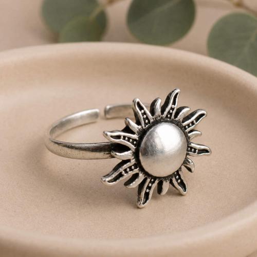 Ring, silver colour, Sun
