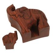 Wooden Elephants Puzzle Trinket Box Hand Carved Fair Trade