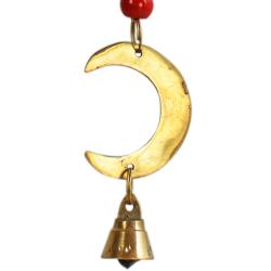 Hanging windchime with Chakra Beads, Moon, recycled brass 3.5 x 18.5cm
