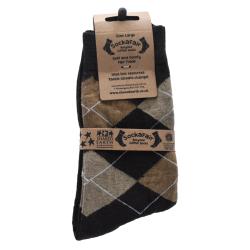 Socks Recycled Cotton / Polyester Argyle Browns Shoe Size UK 7-11 Mens