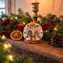 Mini Traditional Ceramic Nativity Scene with Yellow Star