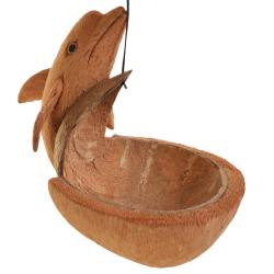 Coconut hanging bird feeder, dolphin design