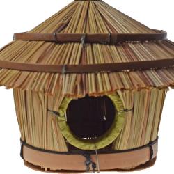 Cogon grass hanging bird house, round