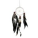 Dreamcatcher white coconut beads black feathers 6cm