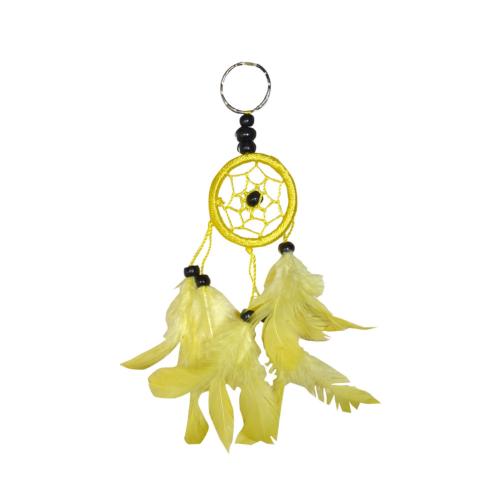 Small dreamcatcher - keyring or decorative hanging, 4.5cm diameter yellow