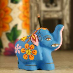 Incense holder, painted clay elephant shape, assorted colours