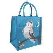Jute shopping bag, square, owl
