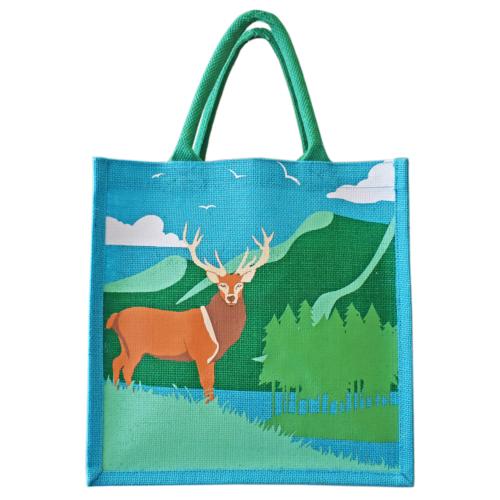 Jute shopping bag, Red Deer 30x30cm