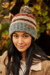 Classic Fairisle Roll Back Bobble Beanie Grey