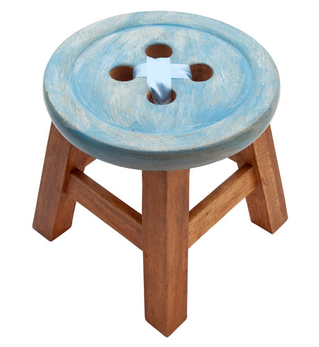 Child's Blue Button Stool