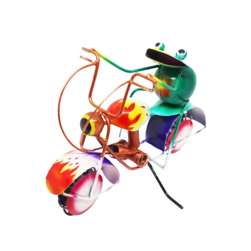 Frog on Motorbike Metal 19x15x18cm