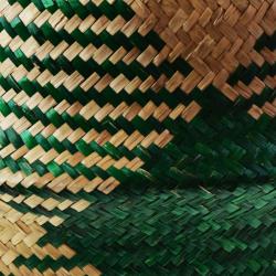 Woven seagrass basket, natural & green 35cm