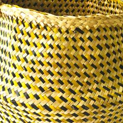 Woven seagrass basket, natural yellow black 35cm