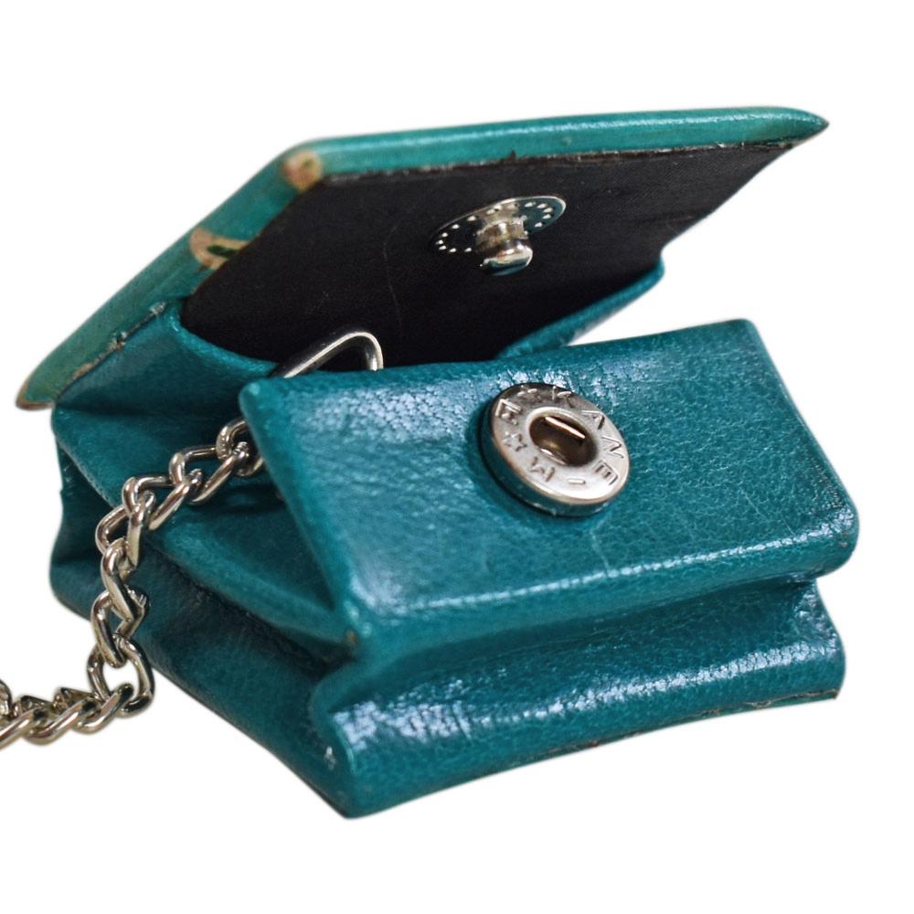 Keyring with leather mini purse, fruits design, 4x4cm